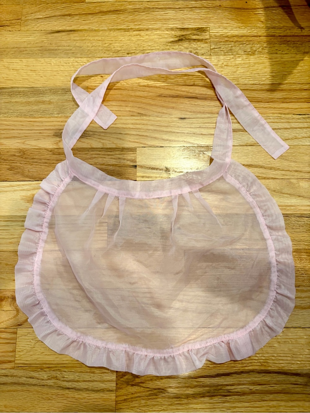 Vintage Sheer Pink Ruffle Hostess Apron Cottagecore Retro